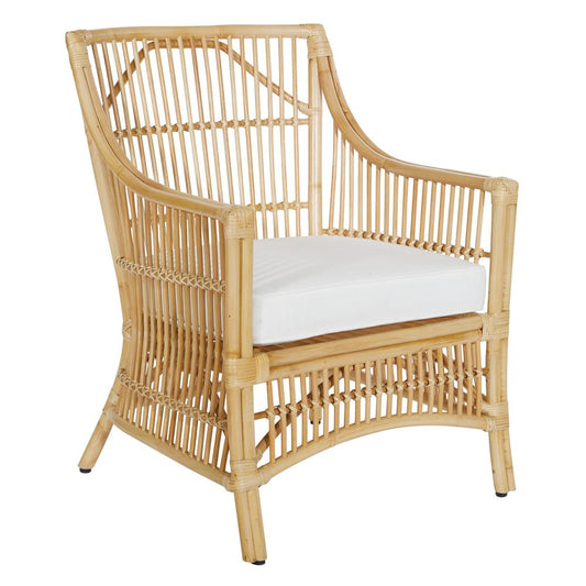 Maui Chair with Cream Cushion and Natural Washed Rattan Frame, MAU-NAT