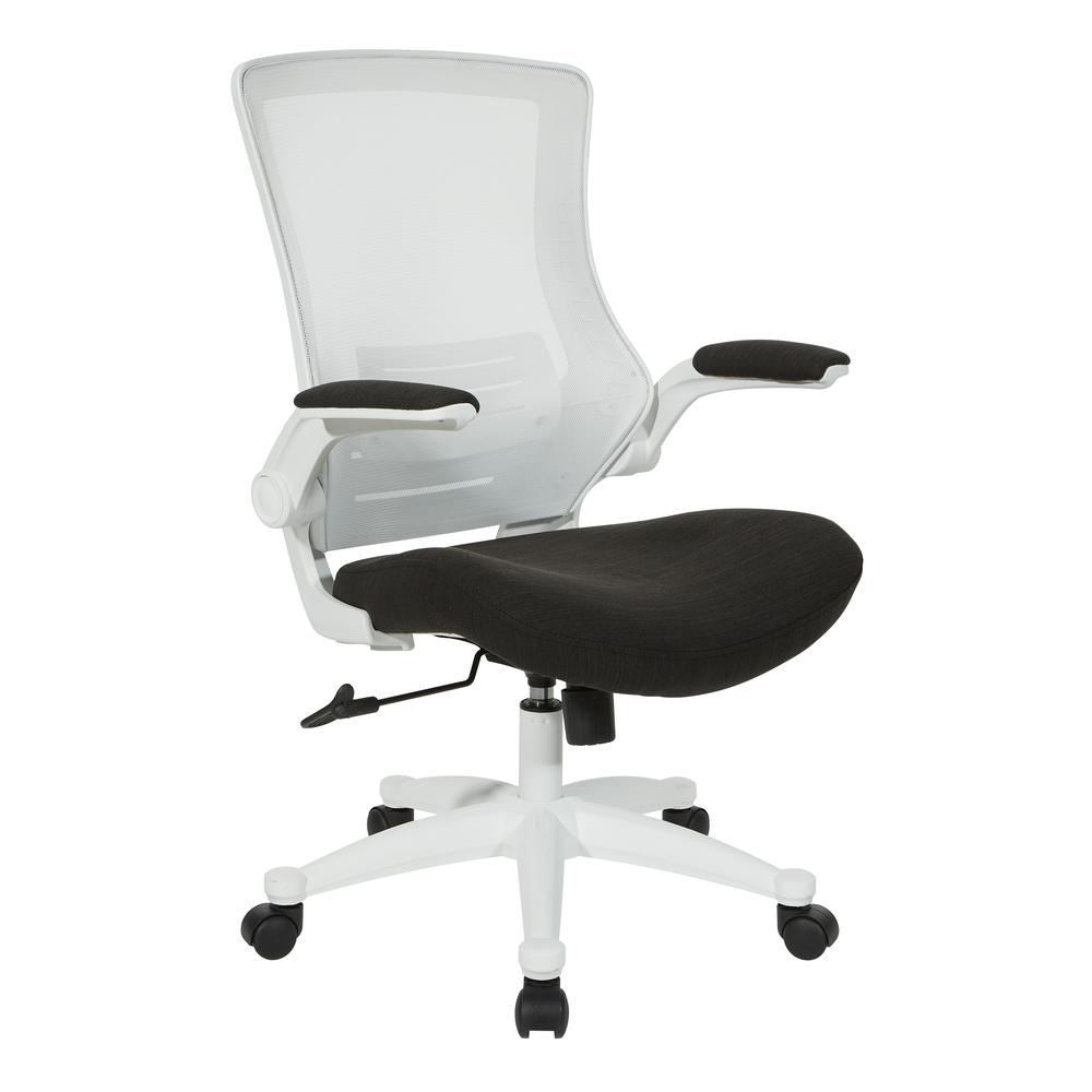 White Screen Back Manager's Chair in Linen Black Fabric, EM60926WH-F23