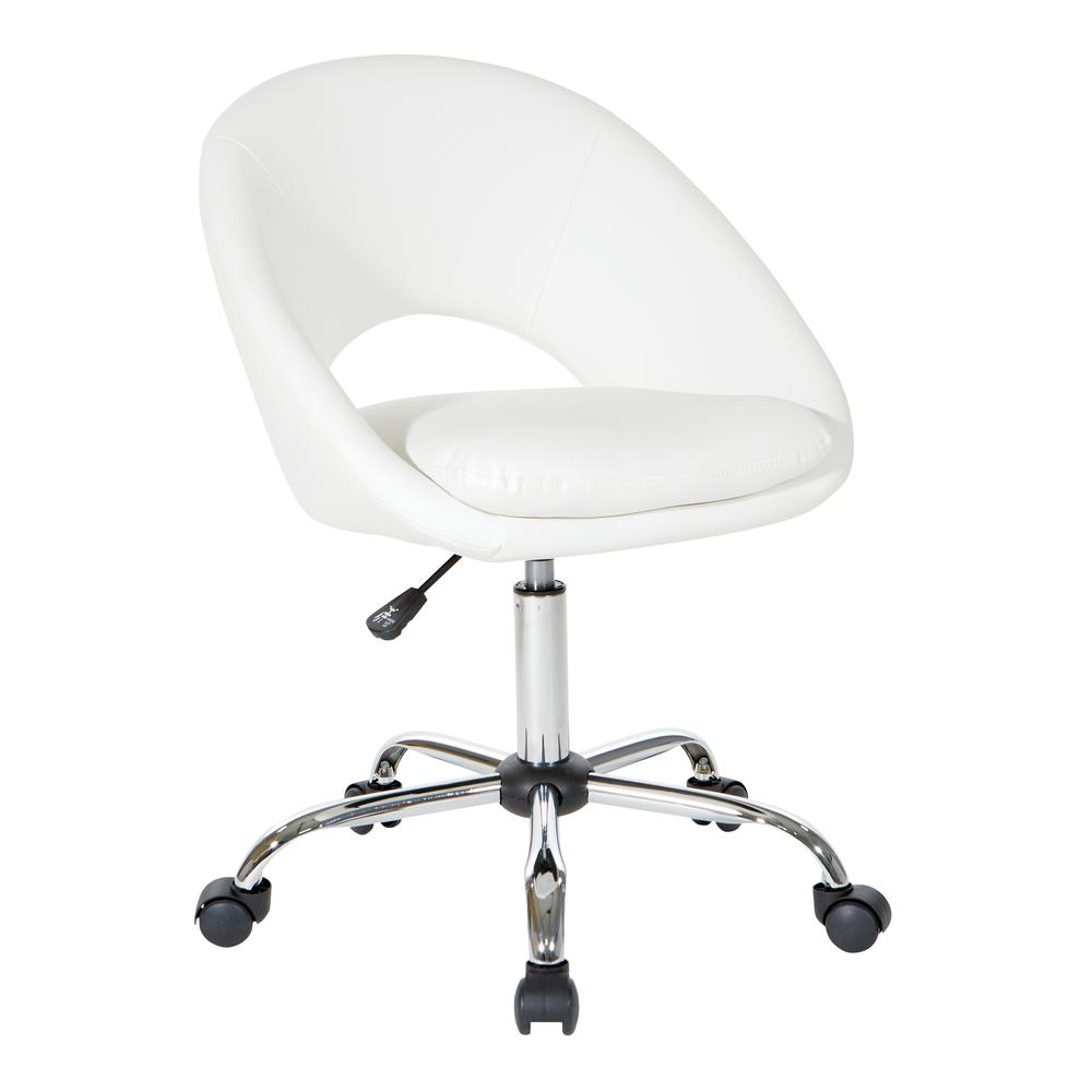 Milo Height Adjustable Home Office Chair in Durable White Faux Leather, ML26SA-W32