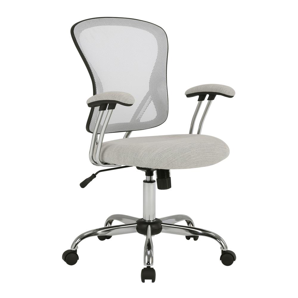 Gianna Task Chair with White Mesh Back and Linen Stone Seat