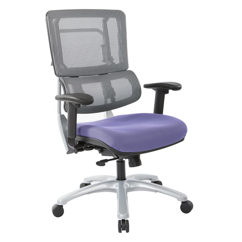 Vertical Grey Mesh Back Chair with Silver Base and Custom Fabric Seat, 99666S-5819