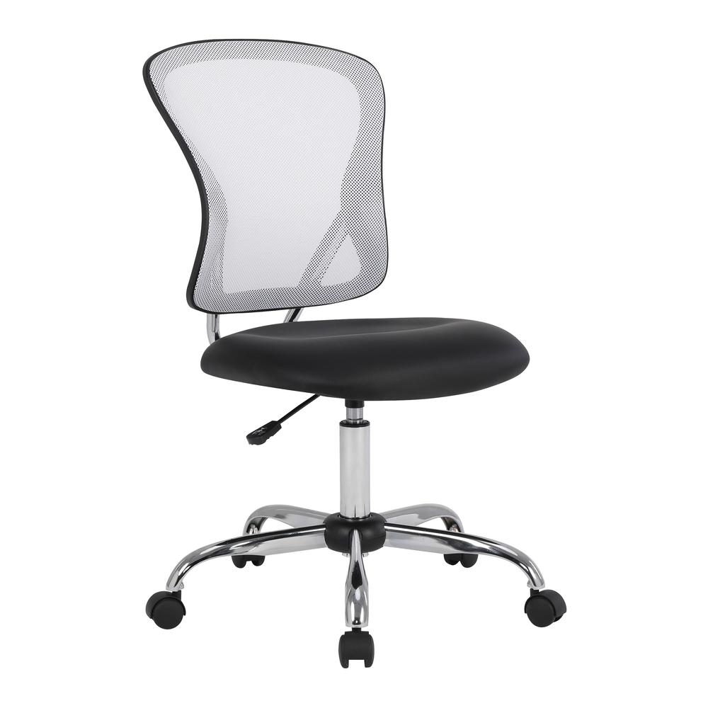 Gabriella Task Chair with White Mesh Back and Black Faux Leather Seat