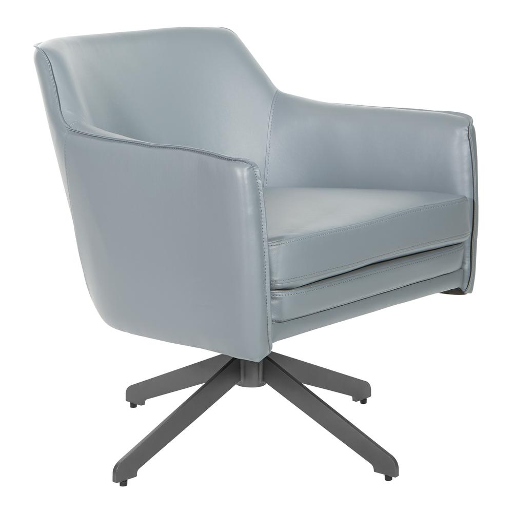 Faux Leather Guest Chair in Charcoal Grey Faux Leather with Black Base, FLH5974BK-U42