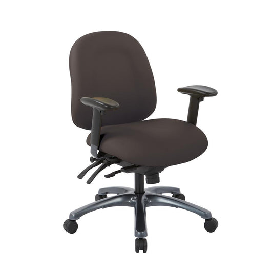 Multi-Function Mid Back Chair with Seat Slider and Titanium Finish Base in Dillon Java, 8512-R102