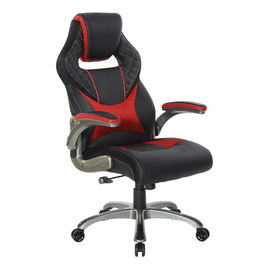 Oversite Gaming Chair in Faux Leather with Red Accents, OVR25-RD