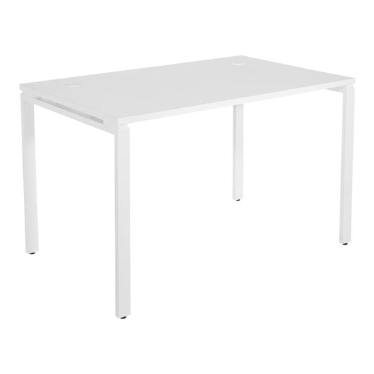 48" Writing Desk with White Laminate Top and White Finish Metal Legs, PRD3048D-WH