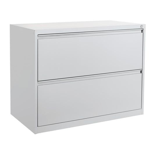 36" Wide 2 Drawer Lateral File With Core-Removable Lock & Adjustable Glides(Silver), LF236-SV