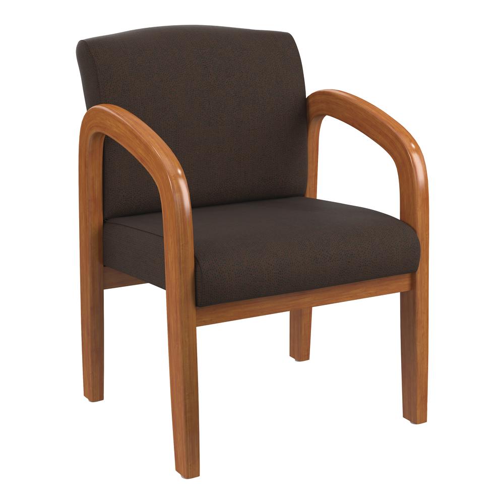 Medium Oak Finish Wood Visitor Chair in Twilight Cocoa fabric, WD380-K011