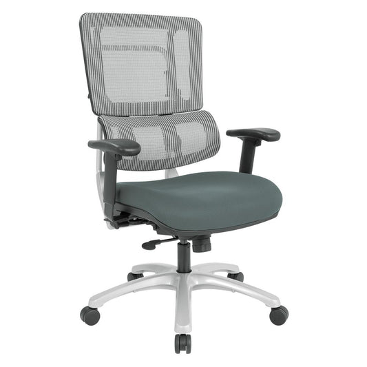 Vertical Grey Mesh Back Chair with Silver Base and Grey Mesh Seat, 99666S-2M