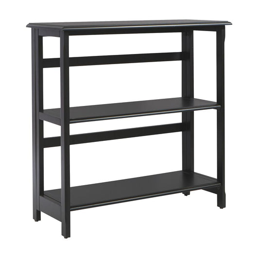 Brookings 3 Shelf Bookcase in Black Finish with Folding Assembly, BKS27-BK