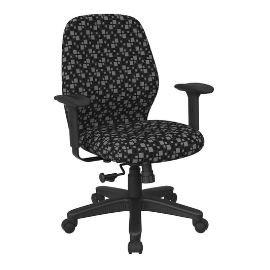 Mid Back 2-to-1 synchro Tilt Chair with 2 -Way Adjustable Soft padded Arms in City Park Domino fabric, 3121-K107