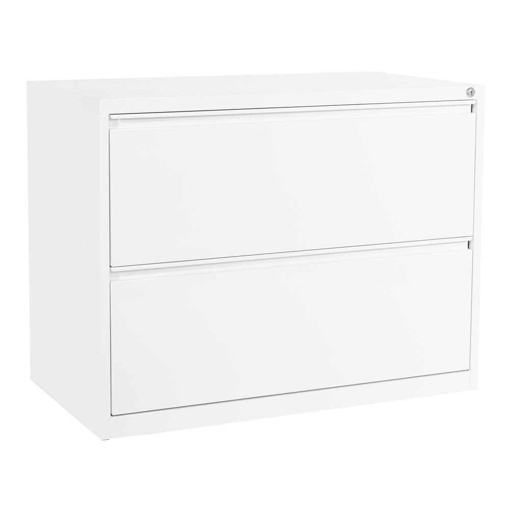 36" Wide 2 Drawer Lateral File With Core-Removable Lock & Adjustable Glides(White), LF236-WH