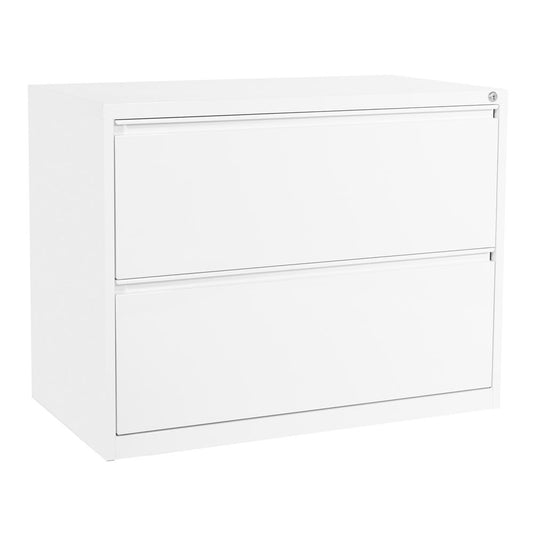 36" Wide 2 Drawer Lateral File With Core-Removable Lock & Adjustable Glides(White), LF236-WH