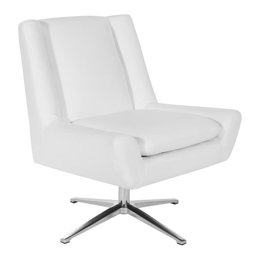 Guest Chair in White Faux Leather and Aluminum Base, FLH5969AL-U11