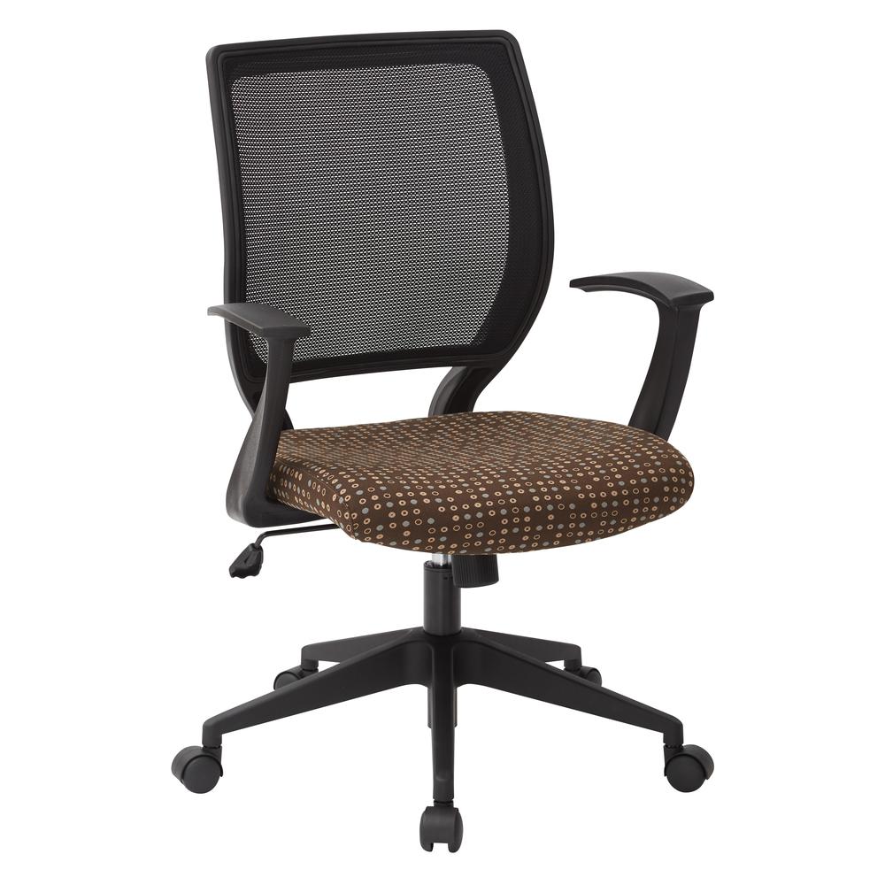 Screen Back Task Chair with "T" Arms in Fine Tune Cocoa fabric, EM51022N-K104