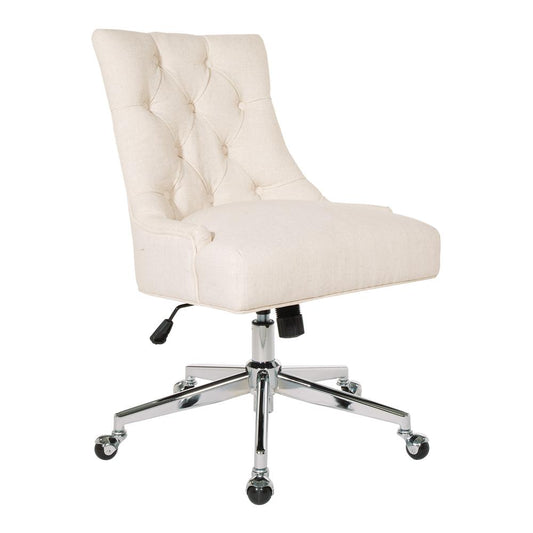 Amelia Office Chair in Linen Fabric with Chrome Base, AME26-L32