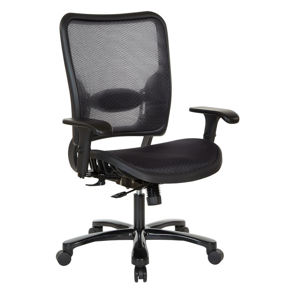 Air Grid Seat and Back Big & Tall Ergonomic Chair with Height Adjustable Lumbar Support, 2-Way Adjustable Arms and Industrial Steel Finish Base, 75-77A753