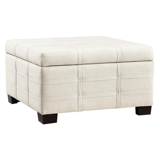 Detour Strap Square Storage Ottoman in Linen Fabric, DTR3030S-L32