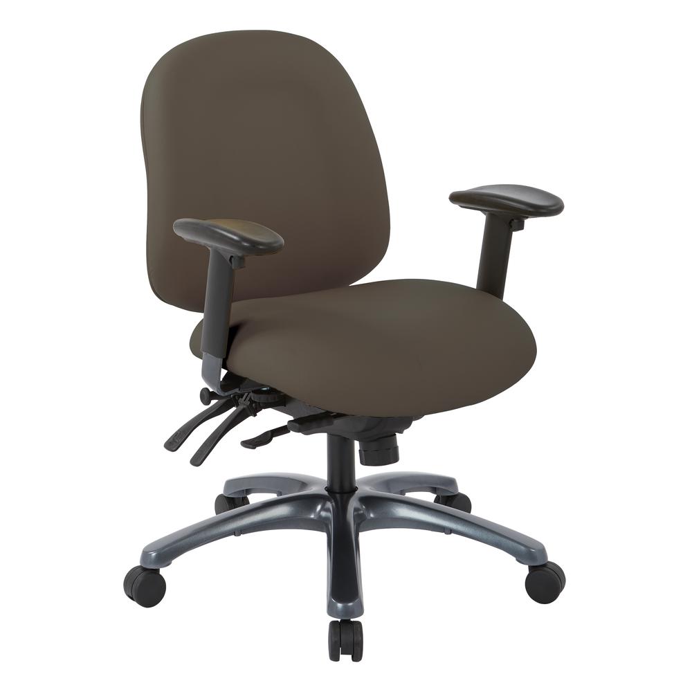 Multi-Function Mid Back Chair with Seat Slider and Titanium Finish Base in Dillon Graphite, 8512-R111