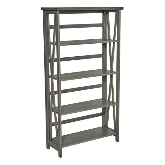 Hillsboro 5/Shelf Bookcase in Grey Wash with Folding Assembly, HSB275-WGR