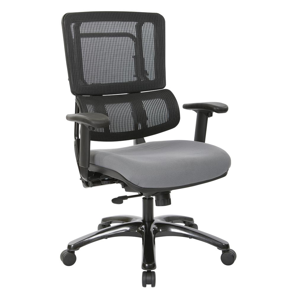 Vertical Black Mesh Back Chair with Shiny Black Base and Custom Fabric Seat, 99663B-5811