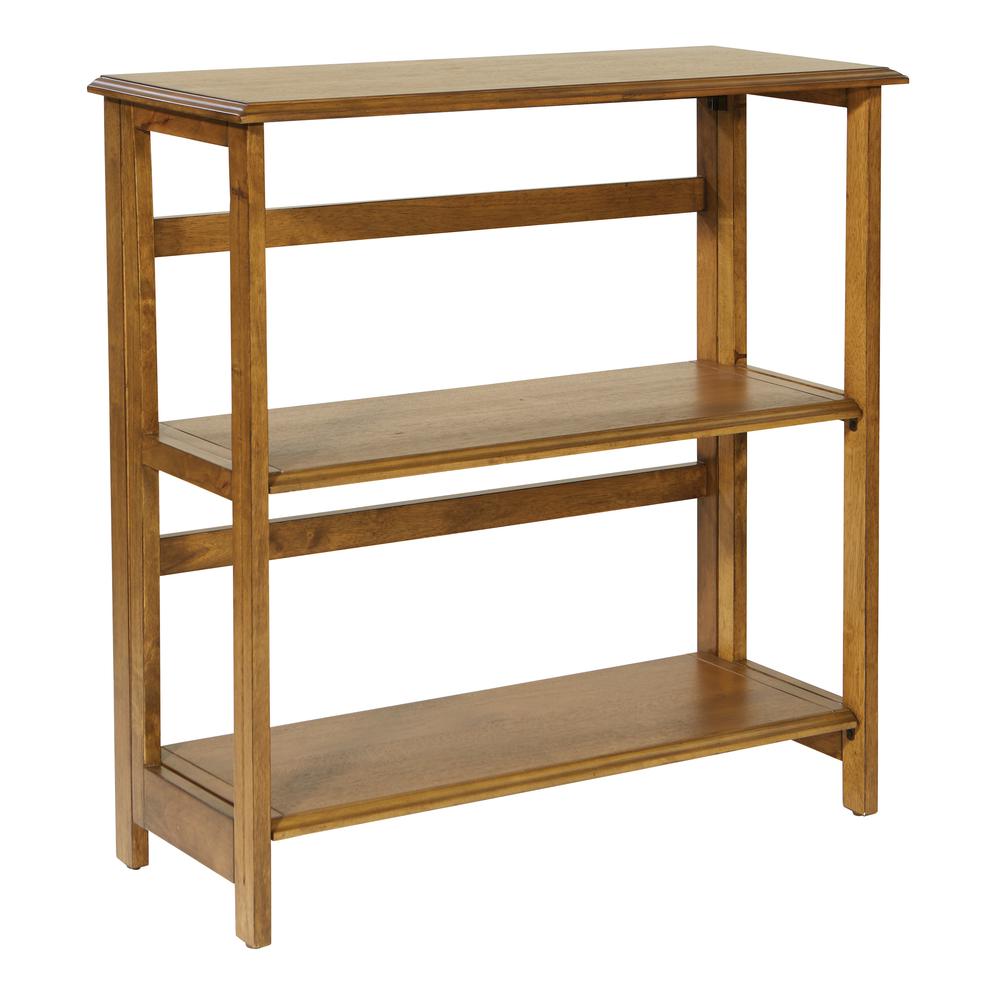 Bandon 3 Shelf Bookcase in Ginger Brown with Folding Assembly, BNN27-GB