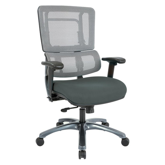 Vertical Grey Mesh Back Chair with Titanium Base and Grey Mesh Seat, 99667T-2M