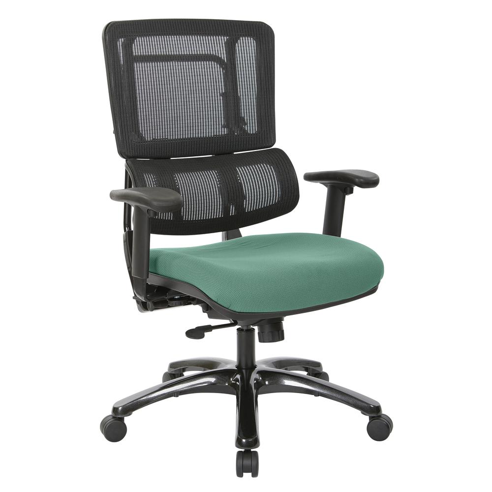 Vertical Black Mesh Back Chair with Shiny Black Base and Custom Fabric Seat, 99663B-5881