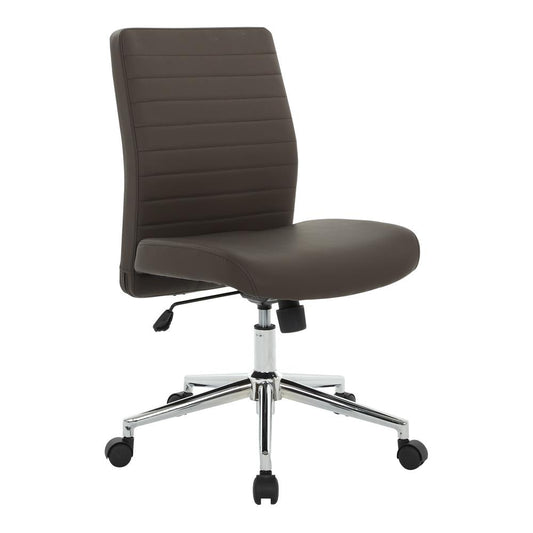 Mid-Back Managers Chair in Chocolate Bonded Leather with Chrome Finish Base, EC51830MC-EC51