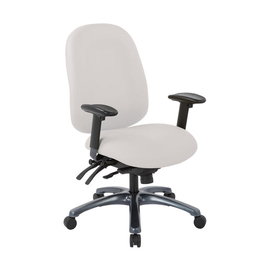 Multi-Function High Back Chair with Seat Slider and Titanium Finish Base in Dillon Snow, 8511-R101