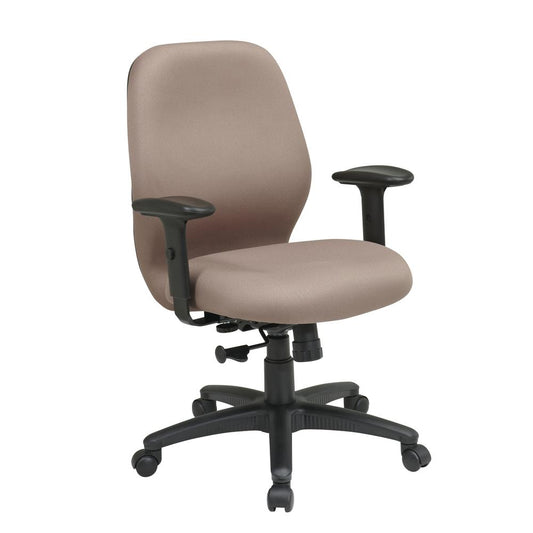 Mid Back 2-to-1 synchro Tilt Chair with 2 -Way Adjustable Soft padded Arms in Icon Taupe fabric, 3121-232