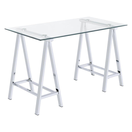 Middleton Desk with Clear Glass Top and Chrome Base, MDL4724-CHM