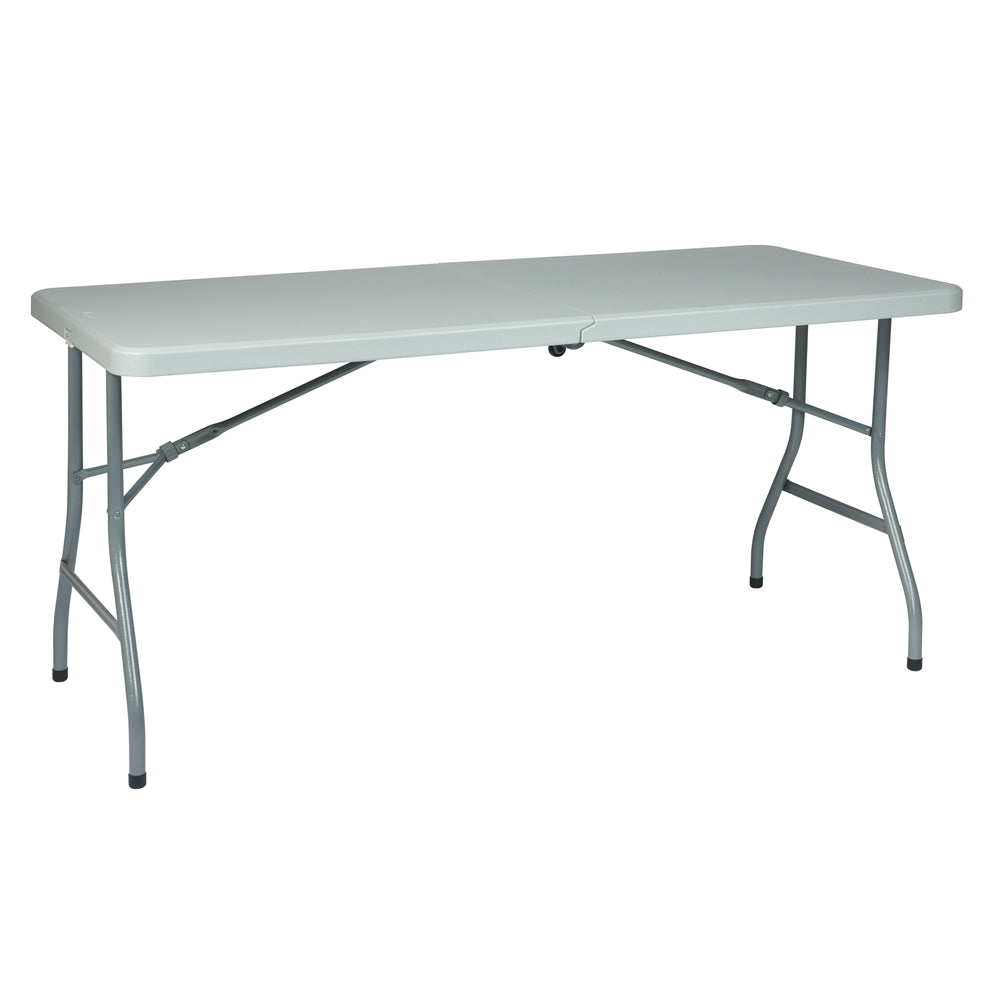 5' Resin Multi Purpose Center Fold Table with Wheels