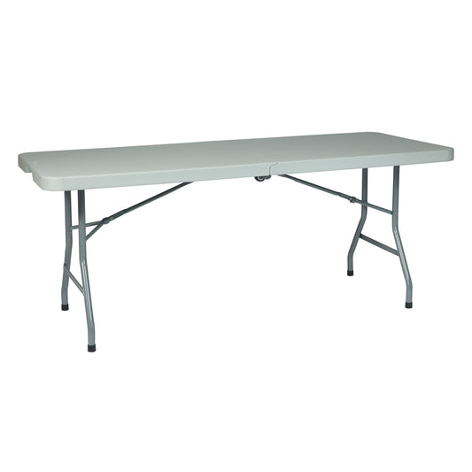 6' Resin Multi Purpose Center Fold Table with Wheels