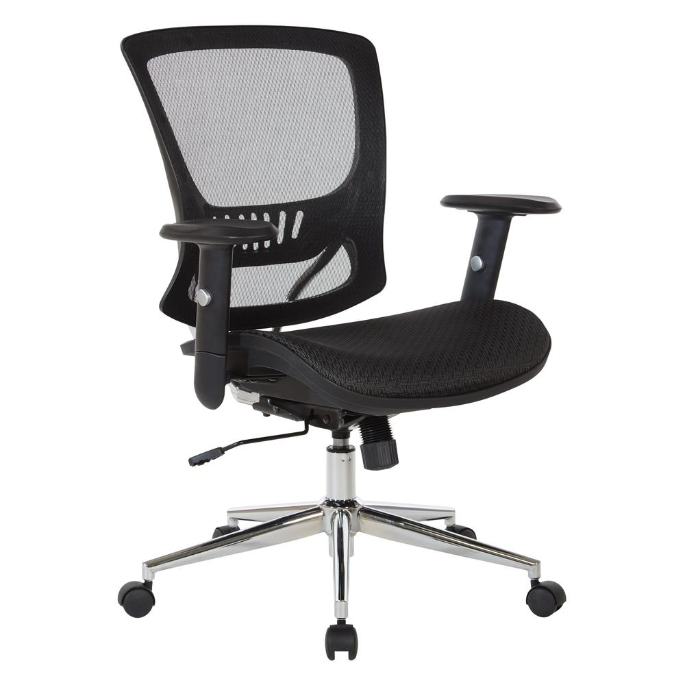 Mesh Screen Seat and Back Manager's Chair with Height Adjustable Arms and Chrome Base, EM98910C-3