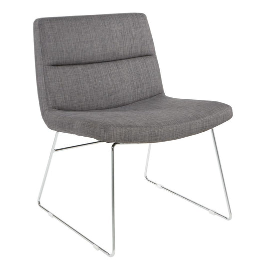 Thompson Chair in Charcoal Fabric with Chrome Sled Base, THP-M78