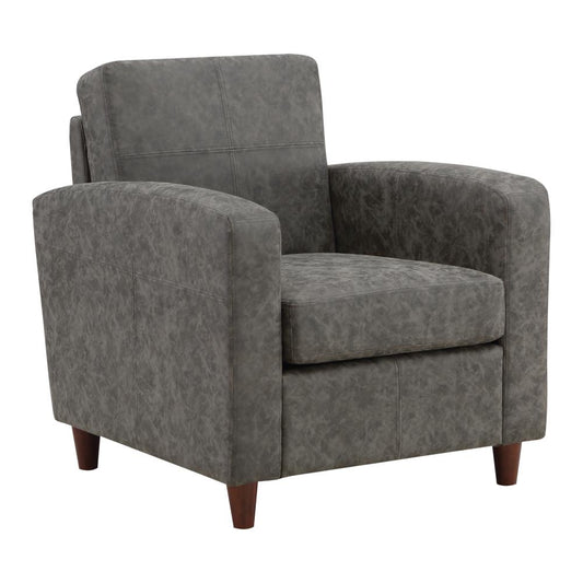 Venus Club Chair in Charcoal Faux Leather and Medium Espresso Legs, VNS51A-P47