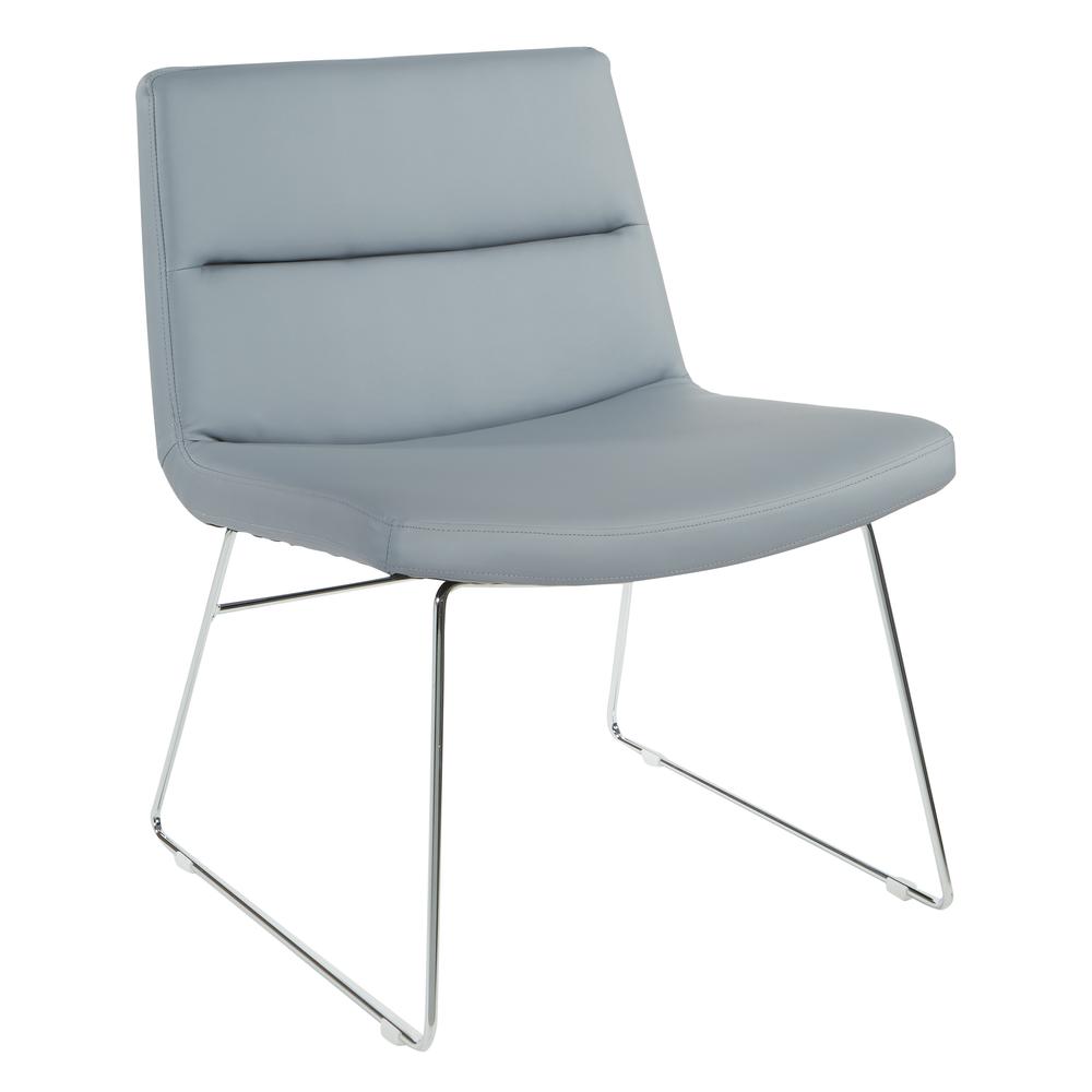 Thompson Chair in Charcoal Grey Faux Leather with Chrome Sled Base, THP-U42