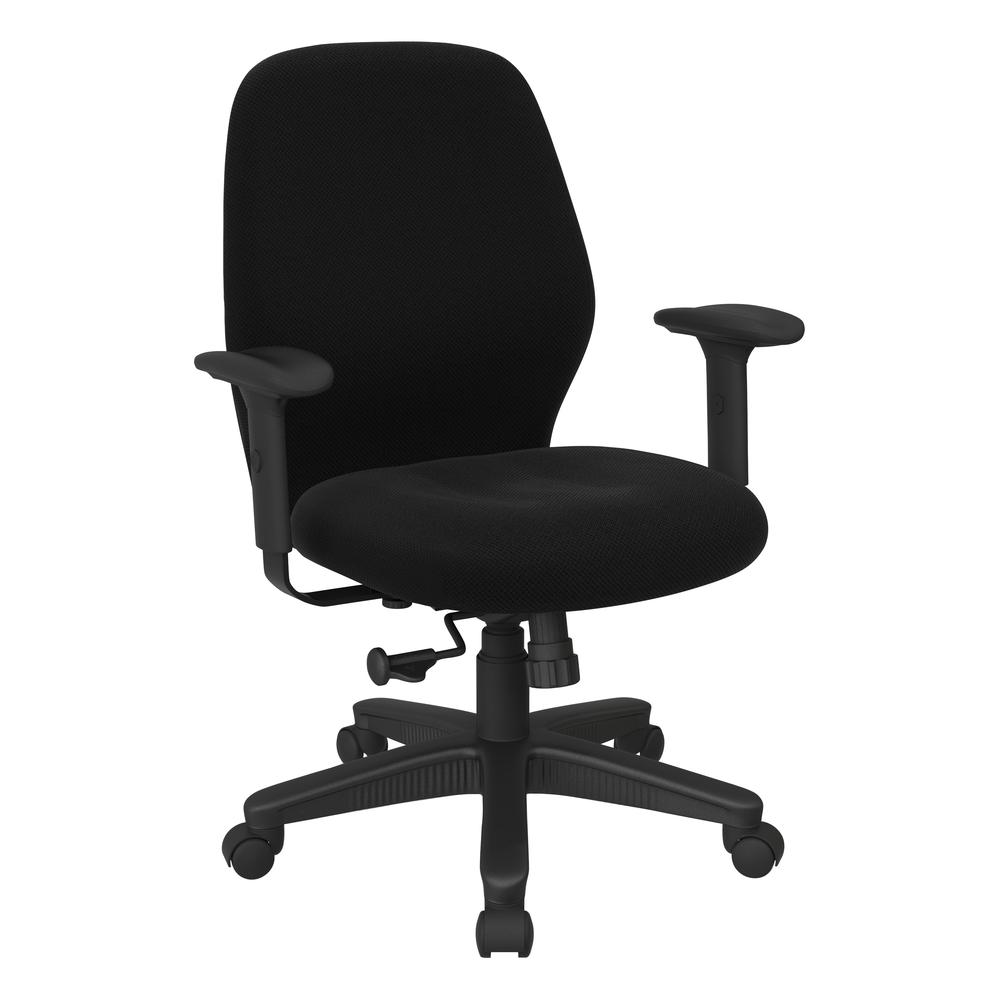 Mid Back 2-to-1 synchro Tilt Chair with 2 -Way Adjustable Soft padded Arms in Diamond Jet fabric, 3121-297