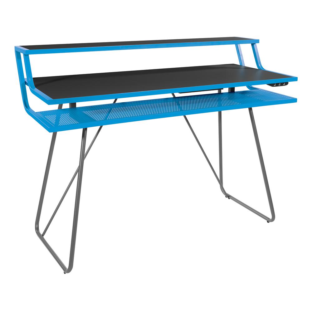 Glitch¬†Battlestation Gaming Desk in Blue, GLI25-BL