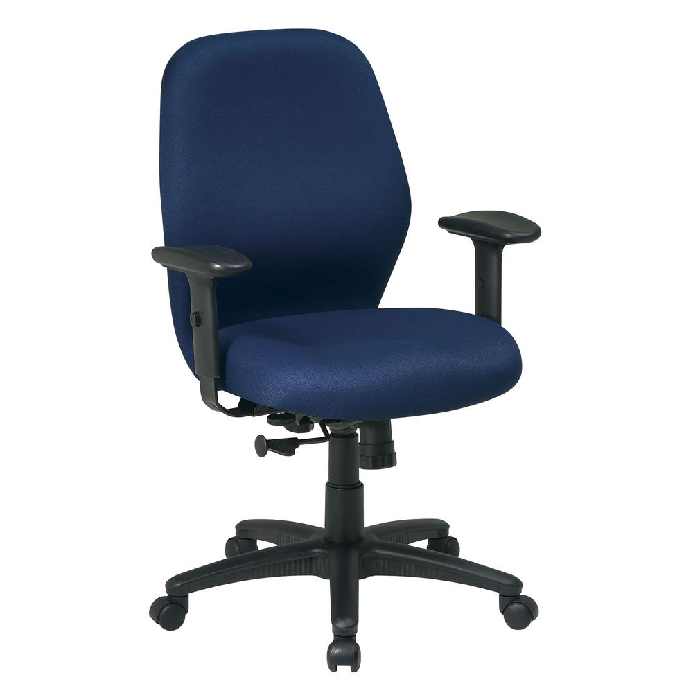 Mid Back 2-to-1 synchro Tilt Chair with 2 -Way Adjustable Soft padded Arms in Icon Navy fabric, 3121-225