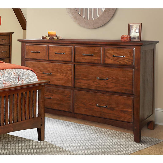 Modern Mission 6 Drawer Dresser 2/CTN in Vintage Oak Finish, BP-4201-020K