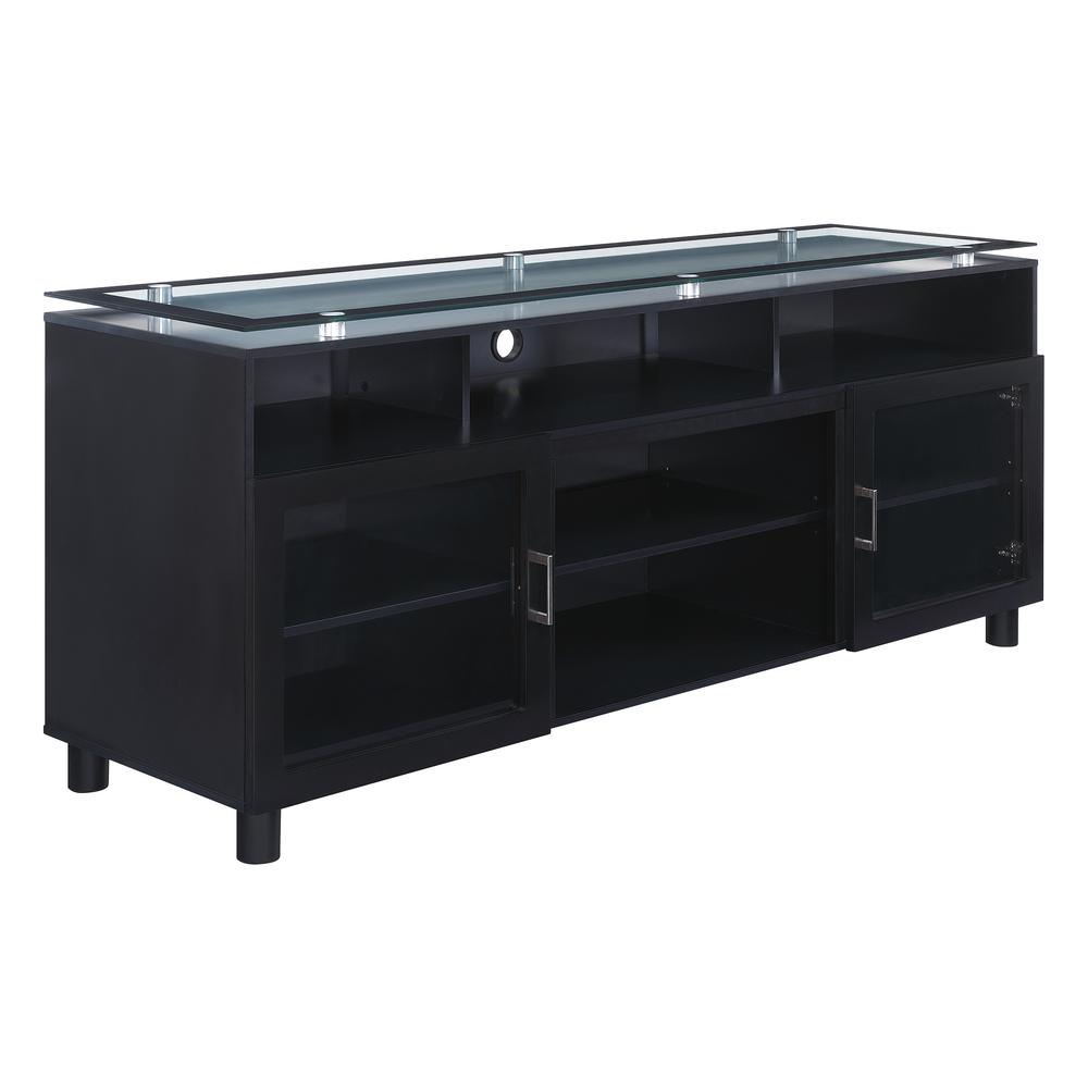 Statler 72" TV Stand with Tempered Glass and Black Finish, STT72