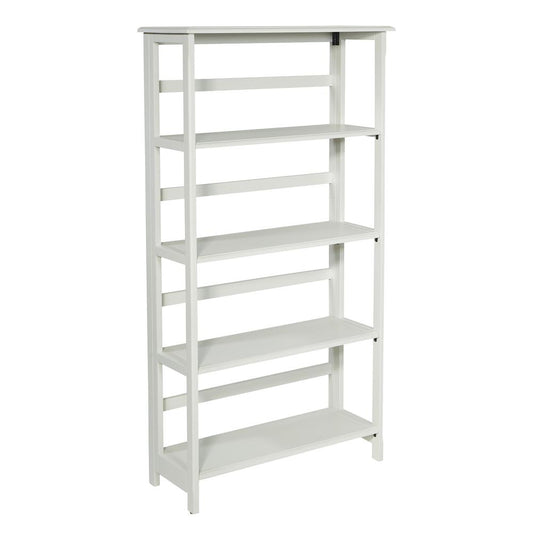 Brookings 5 Shelf Bookcase in White Finish with Folding Assembly, BKS275-WH