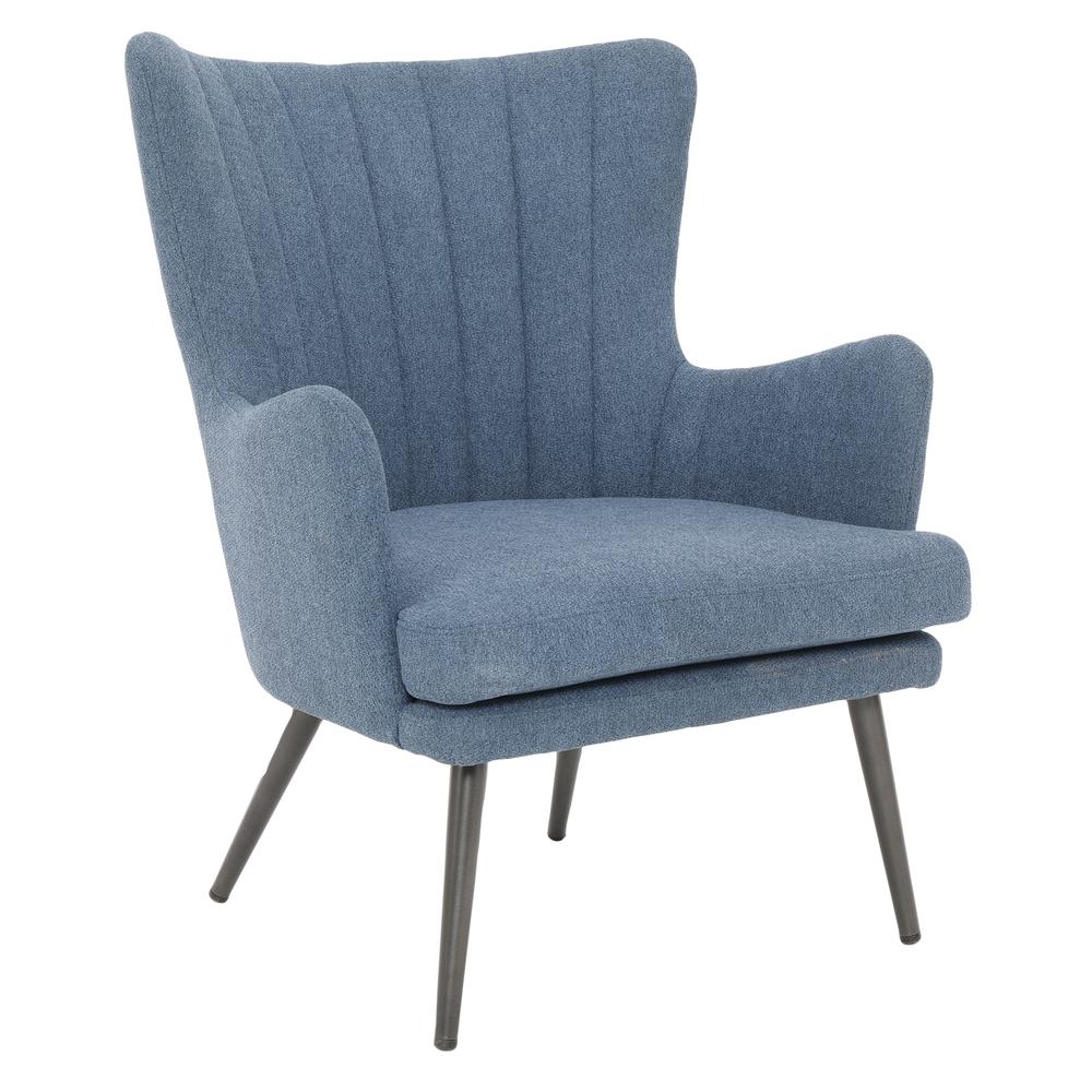 Jenson Accent Chair wih Blue Fabric and Grey Legs, JEN-9126