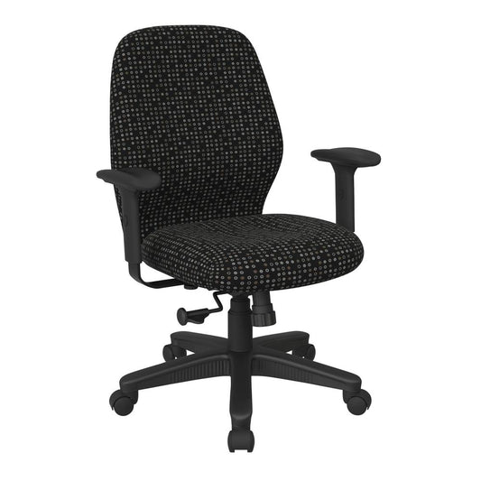 Mid Back 2-to-1 synchro Tilt Chair with 2 -Way Adjustable Soft padded Arms in Fine Tune Onyx fabric, 3121-K101