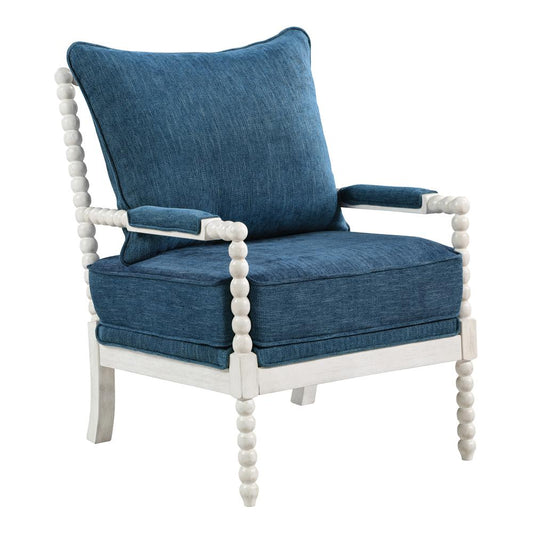 Kaylee Spindle Chair in Navy Fabric with White Frame, KLE-H16