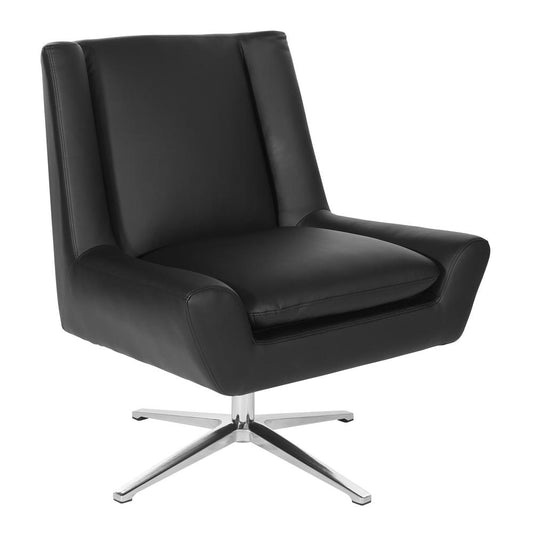 Guest Chair in Black Faux Leather and Aluminum Base, FLH5969AL-U6