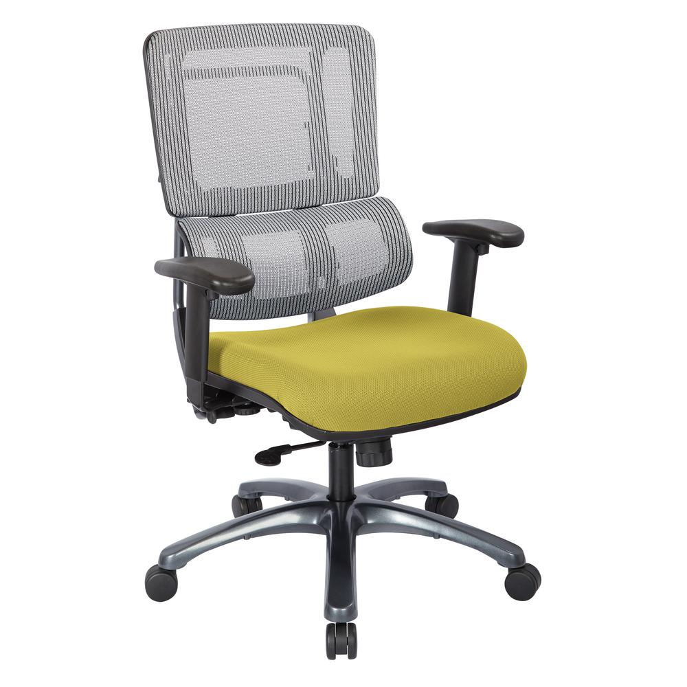 Vertical Grey Mesh Back Chair with Titanium Base and Custom Fabric Seat, 99667T-5879