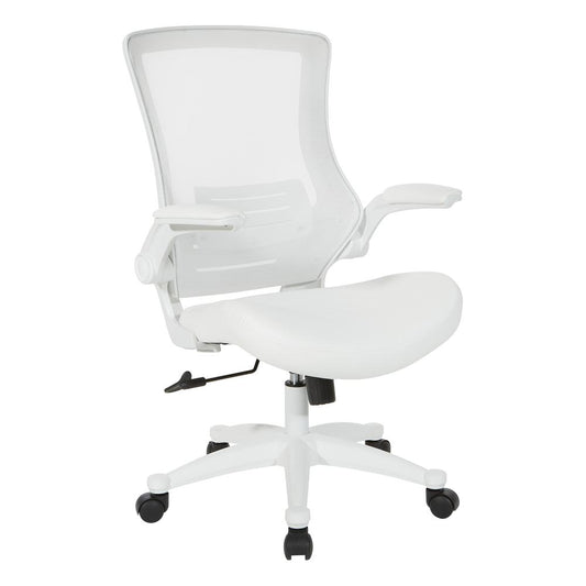 White Screen Back Manager's Chair in White Faux Leather, EM60926WH-U11